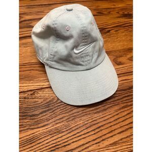 Nike Beige SB Skateboarding Distressed Denim Strapback Baseball Cap Hat One Size